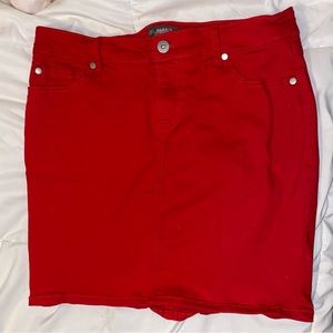 TORRID RUBY RED DENIM MINI SKIRT, size 12